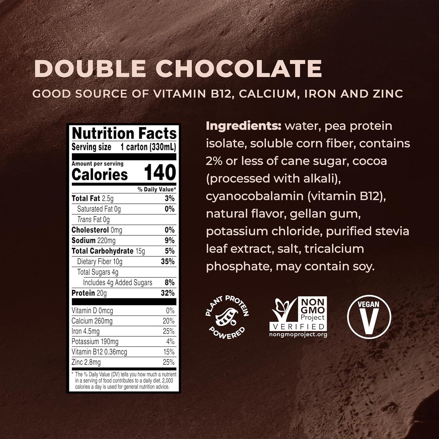 imageEvolve Plant Based Protein Shake Vanilla Bean 20g Vegan Protein Dairy Free No Artificial Sweeteners NonGMO 10g Fiber 11 Fl Oz Pack of 12 Formula May VaryChocolate