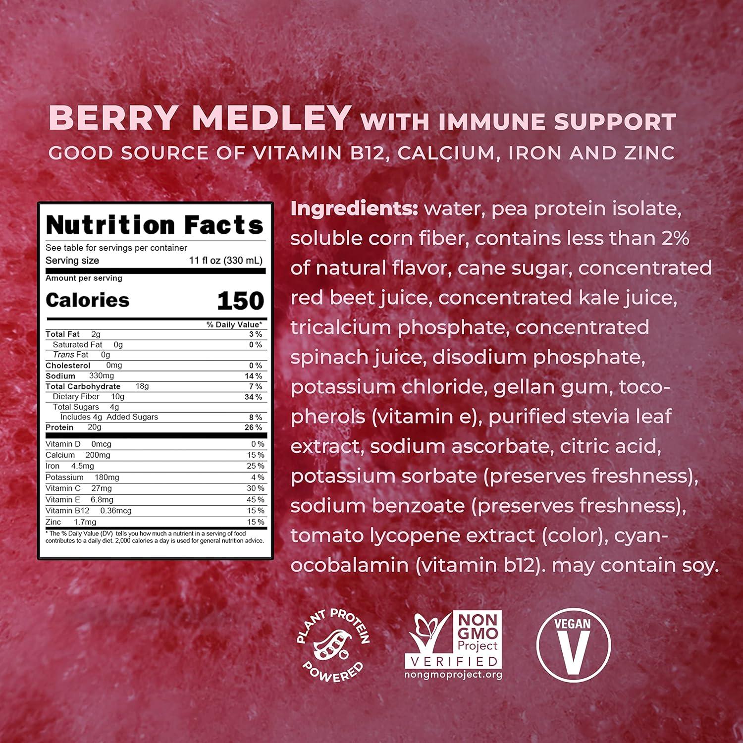 imageEvolve Plant Based Protein Shake Vanilla Bean 20g Vegan Protein Dairy Free No Artificial Sweeteners NonGMO 10g Fiber 11 Fl Oz Pack of 12 Formula May VaryBerry