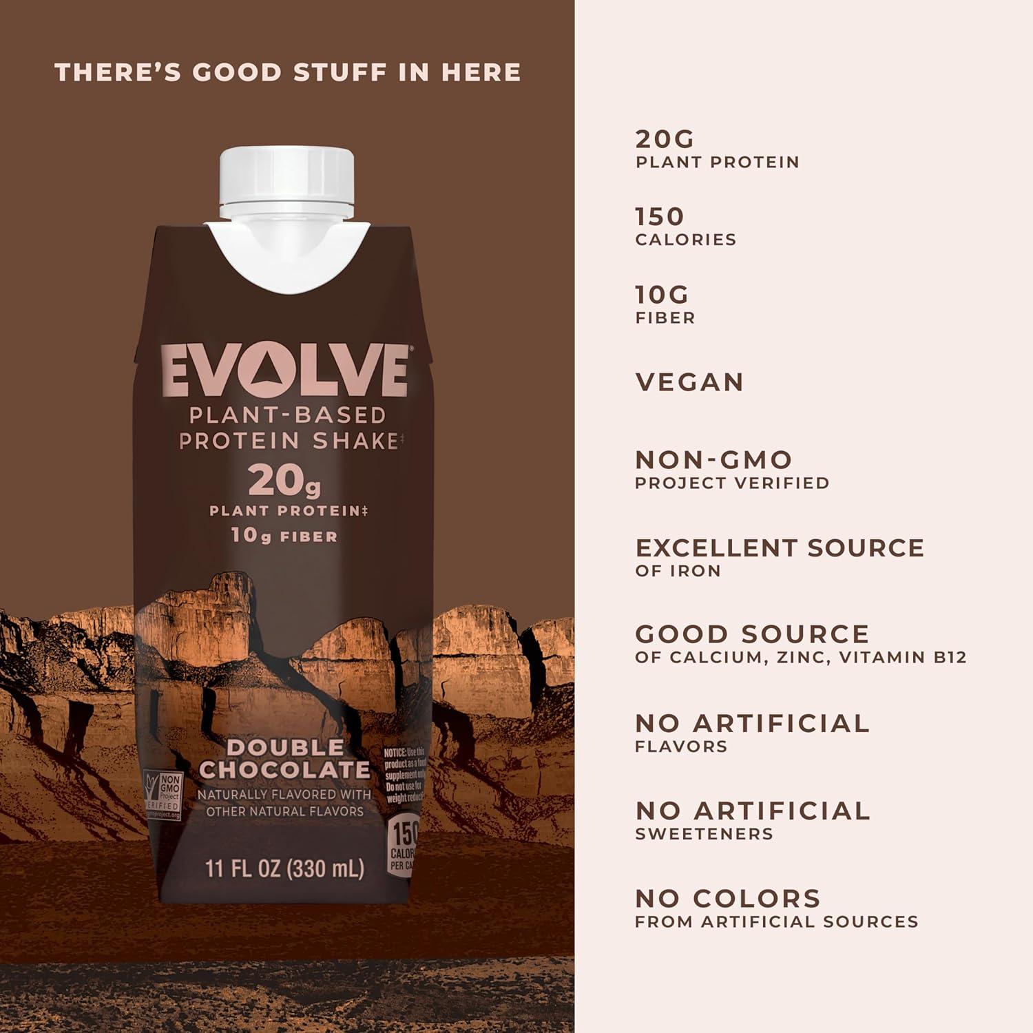 imageEvolve Plant Based Protein Shake Vanilla Bean 20g Vegan Protein Dairy Free No Artificial Sweeteners NonGMO 10g Fiber 11 Fl Oz Pack of 12 Formula May VaryChocolate