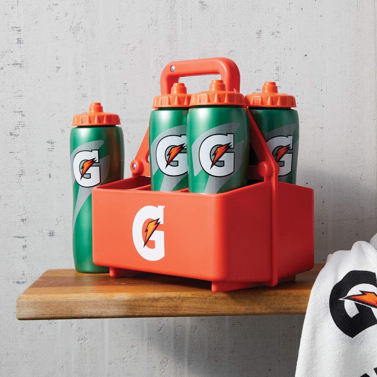 imageGatorade 6Pack Squeeze Bottle Carrier Team Equipment OrangeBottle