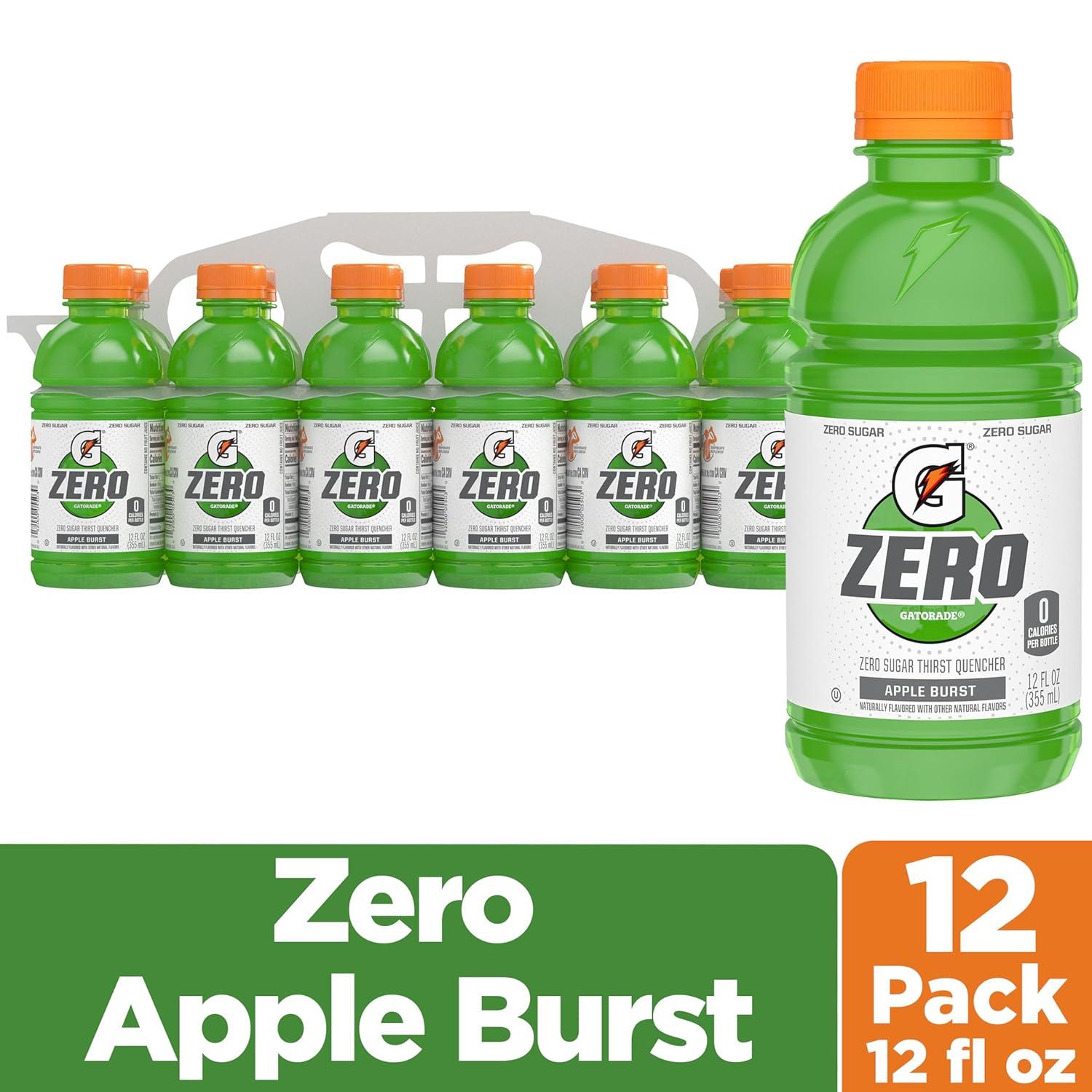 imageGatorade G Zero Sports Drink Lemon Lime 12 Fl Oz Pack of 12Zero Sugar  Apple Burst