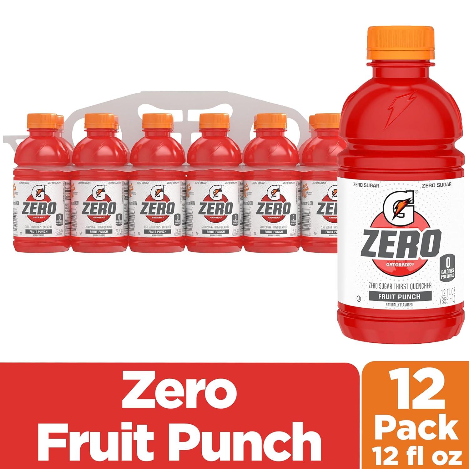 imageGatorade G Zero Sports Drink Lemon Lime 12 Fl Oz Pack of 12Zero Sugar  Fruit Punch