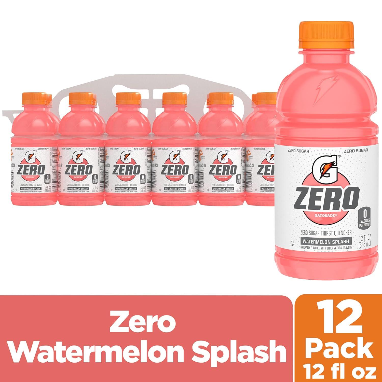 imageGatorade G Zero Sports Drink Lemon Lime 12 Fl Oz Pack of 12Zero Sugar  Watermelon Splash