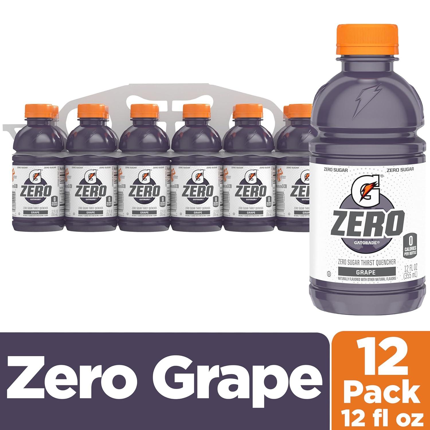 imageGatorade G Zero Sports Drink Lemon Lime 12 Fl Oz Pack of 12Zero Sugar Fierce Grape