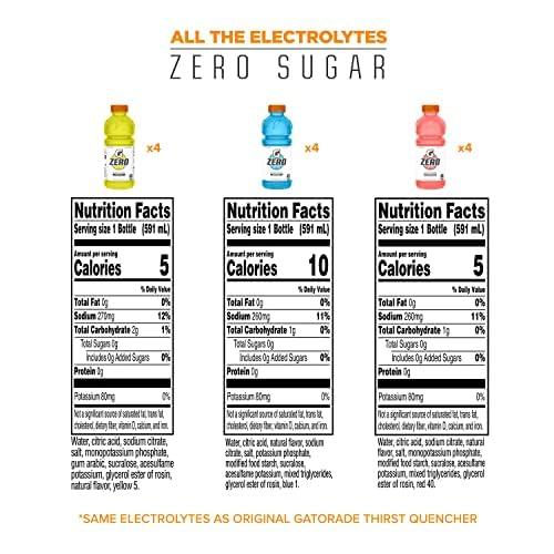 imageGatorade G Zero Thirst Quencher 3 Flavor Variety Pack 20oz Bottles 12 PackZero  Cool Blue Variety Pack