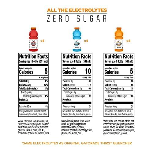 imageGatorade G Zero Thirst Quencher 3 Flavor Variety Pack 20oz Bottles 12 PackZero  Fruit Punch Variety Pack