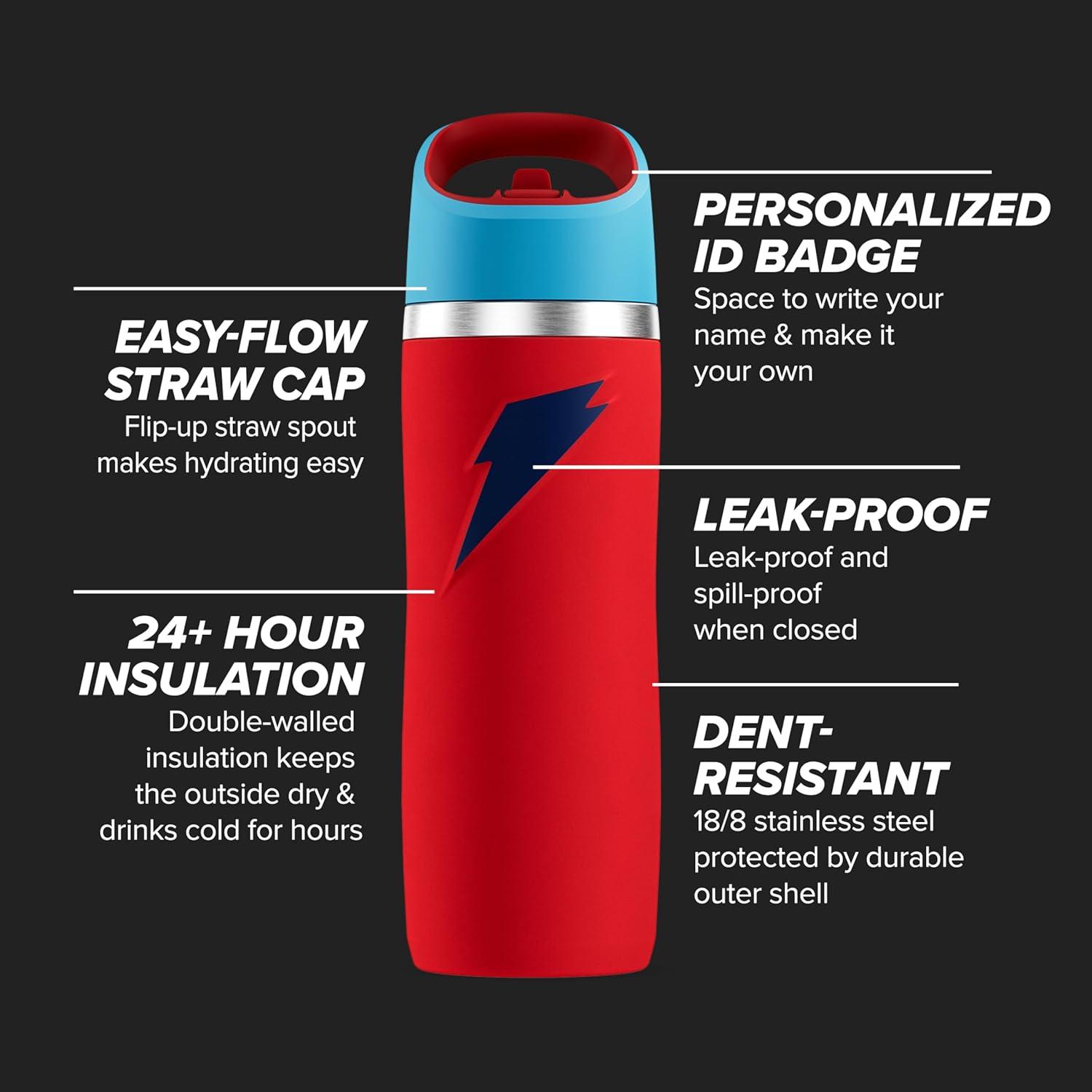 imageGatorade Overtime 22oz Stainless Steel Water BottleRedBlue