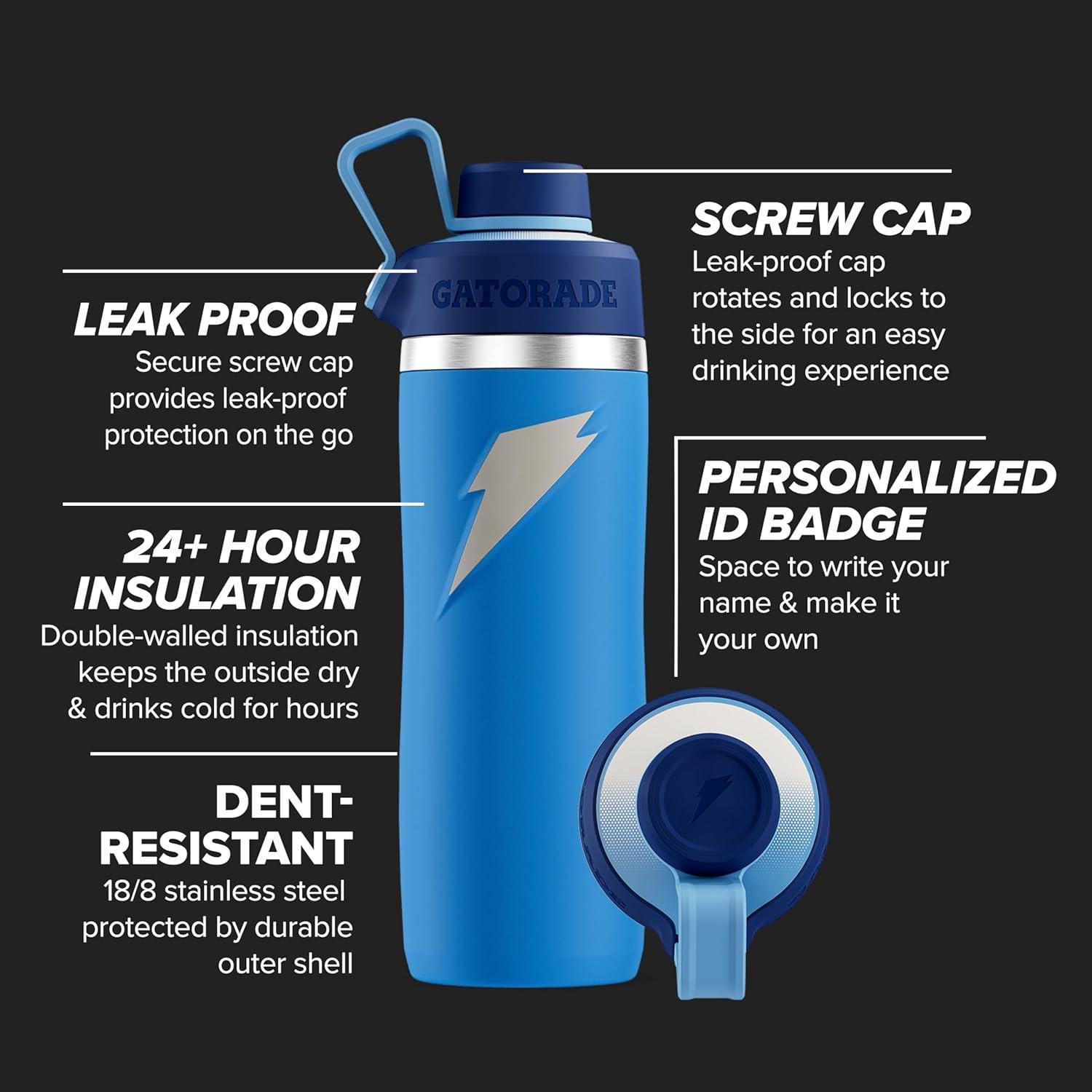 imageGatorade Overtime 22oz Stainless Steel Water BottleRoyal BlueNavy
