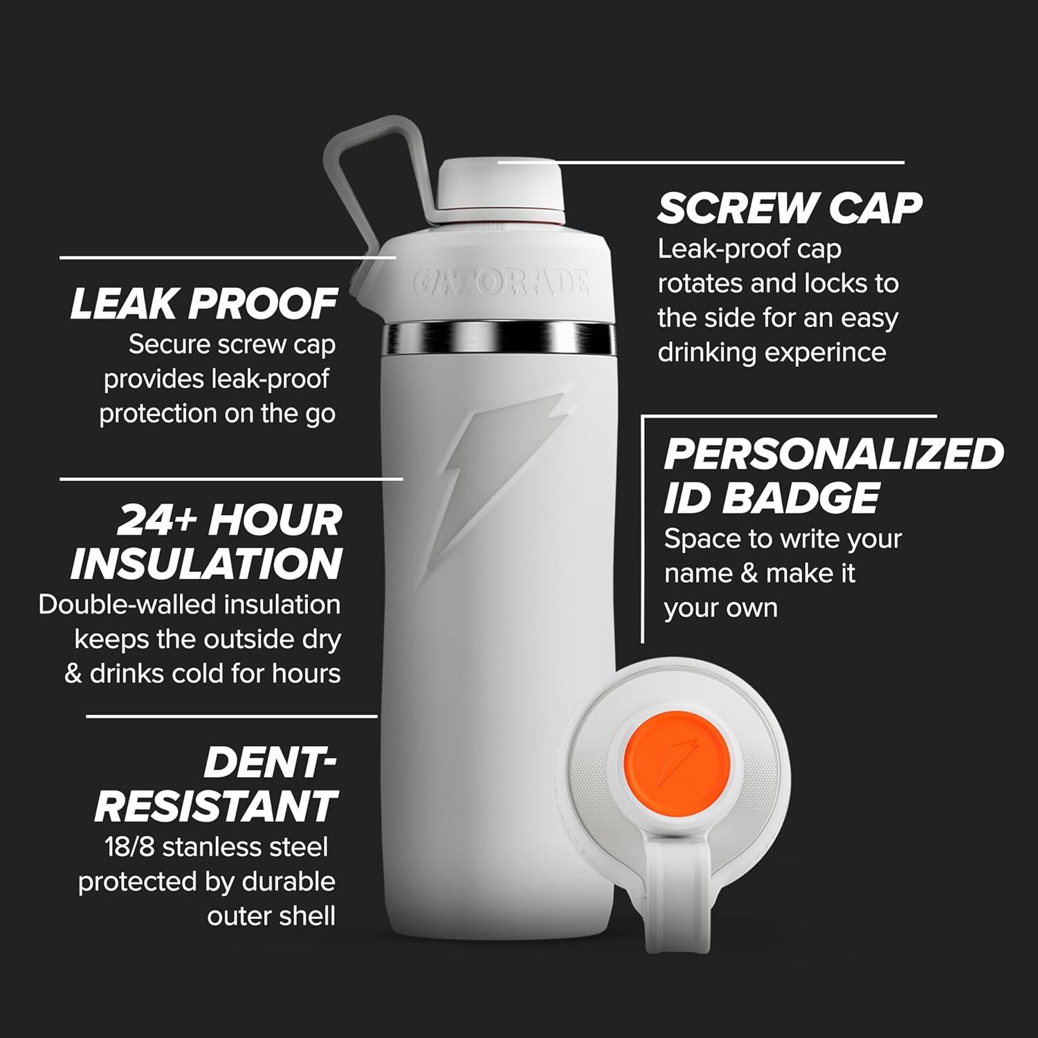 imageGatorade Overtime 22oz Stainless Steel Water BottleWhite