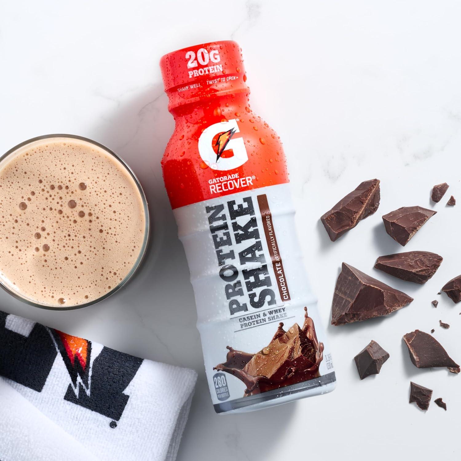 imageGatorade Recover Protein Shake Vanilla 20g Protein 116 fl oz Plastic Bottle Pack of 12Chocolate