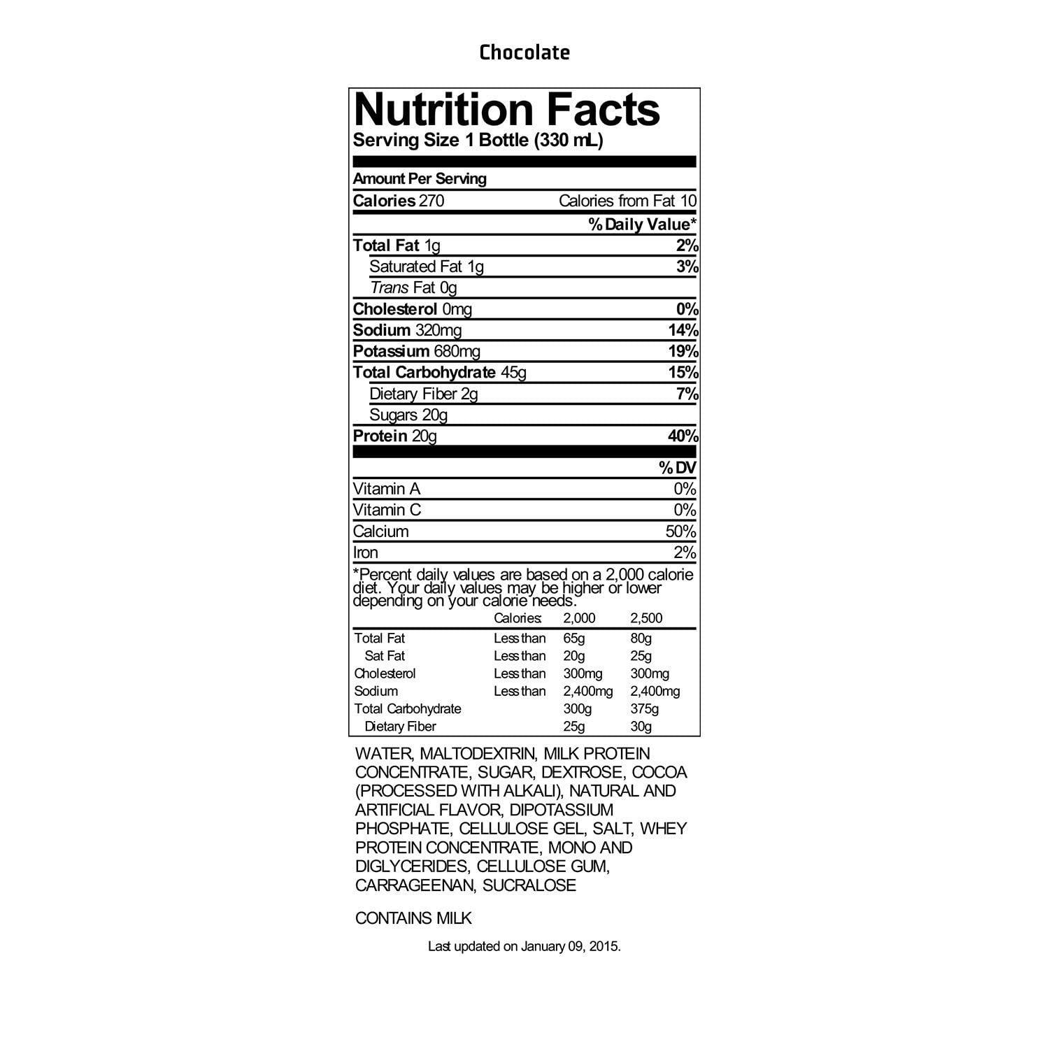 imageGatorade Recover Protein Shake Vanilla 20g Protein 116 fl oz Plastic Bottle Pack of 12Chocolate