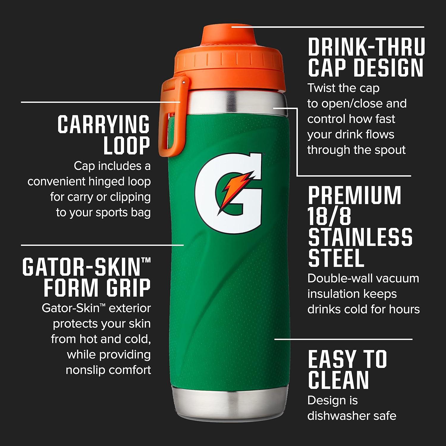 imageGatorade Stainless Steel Sport Bottle 26oz DoubleWall InsulationGreen