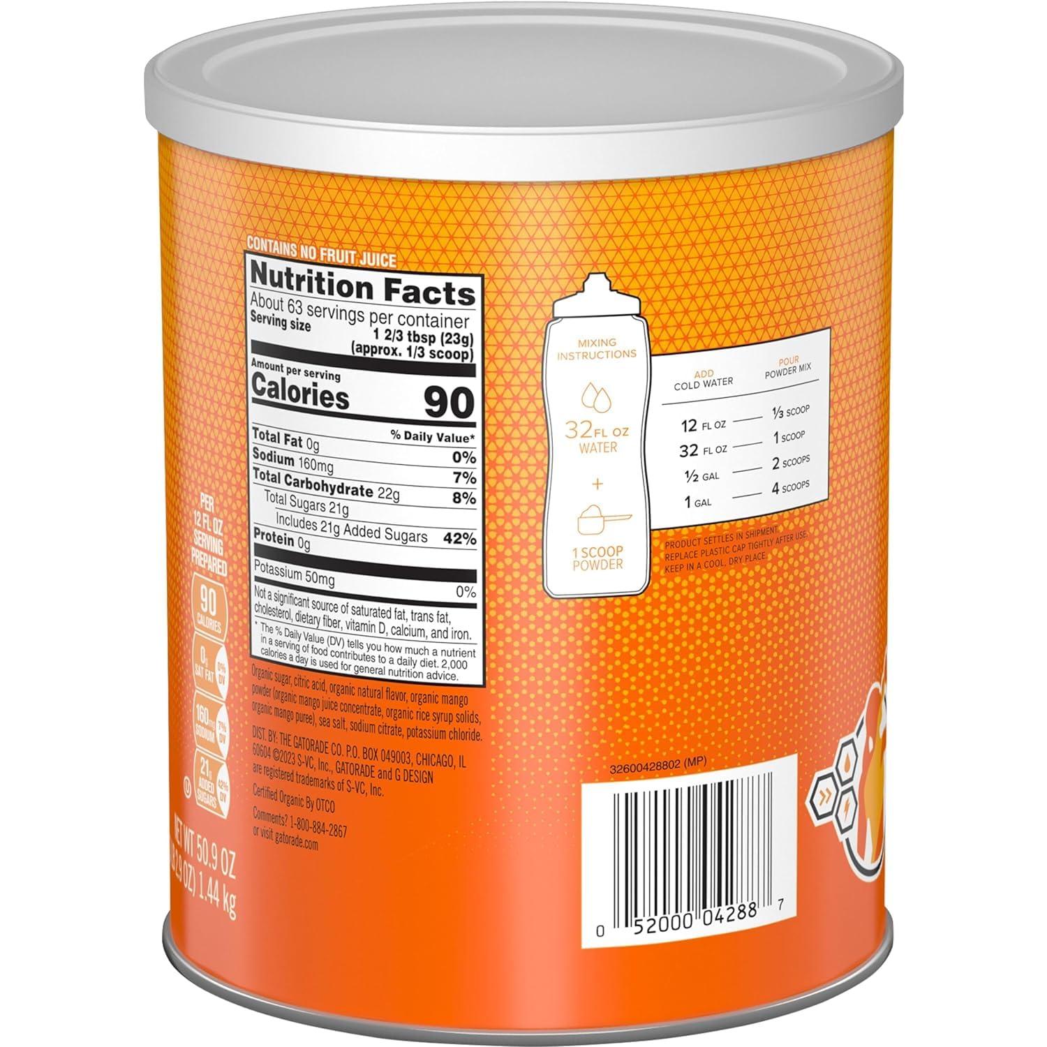 imageGatorade Thirst Quencher 51Oz Powder Variety Pack Pack of 3Mango  Organic