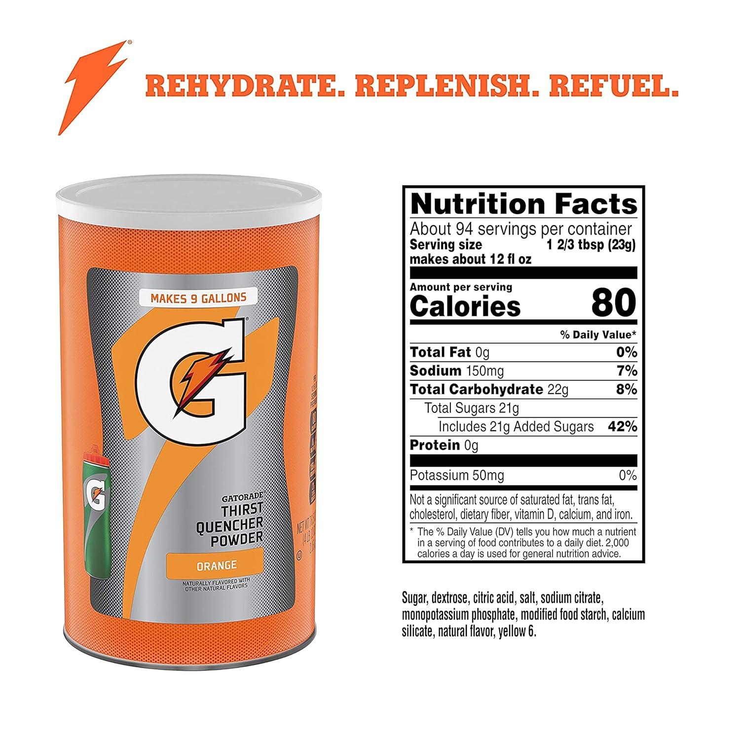imageGatorade Thirst Quencher Powder Lemon Lime 765 OuncePack of 1Orange