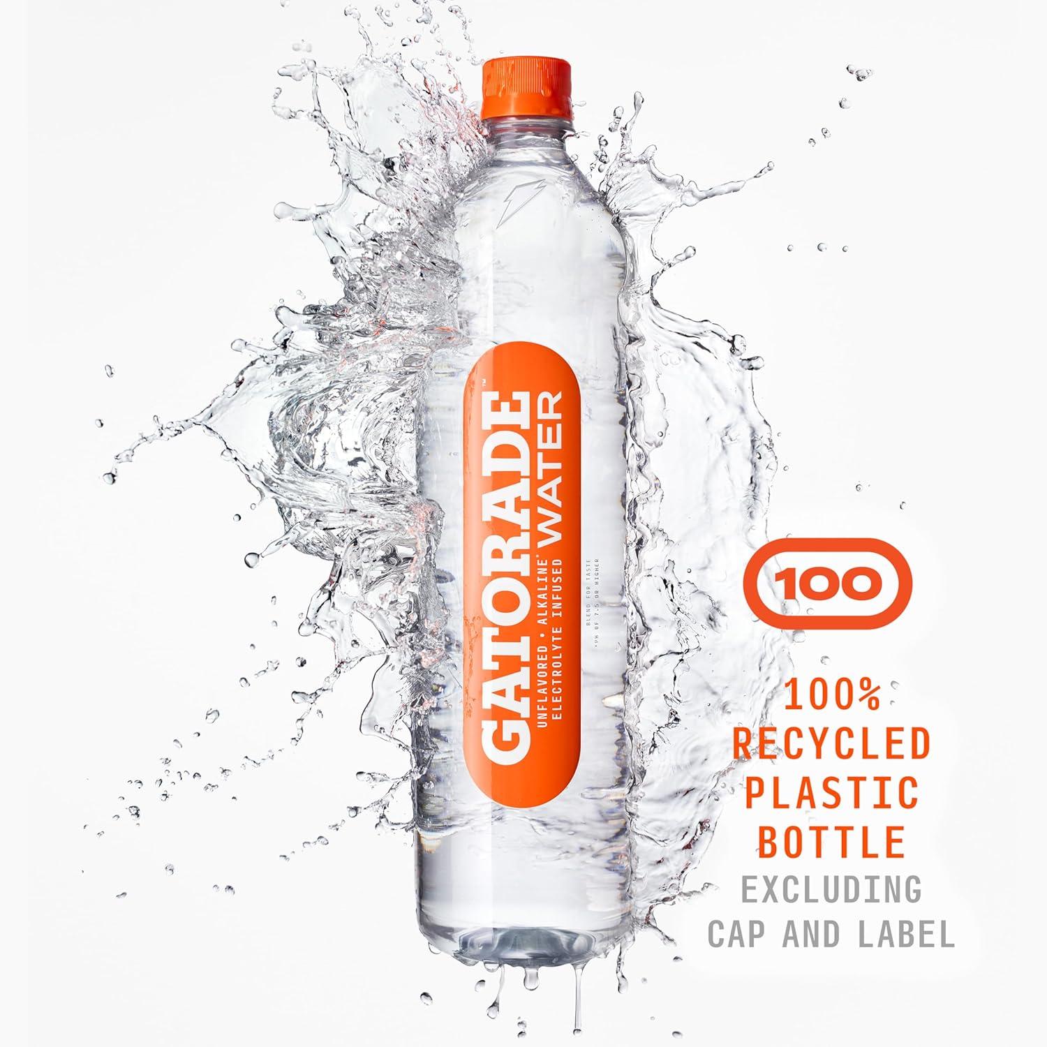 imageGatorade Water Electrolyte Infused for Great Taste Alkaline PH 75 or higher Unflavored 1L Pack of 6Unflavored