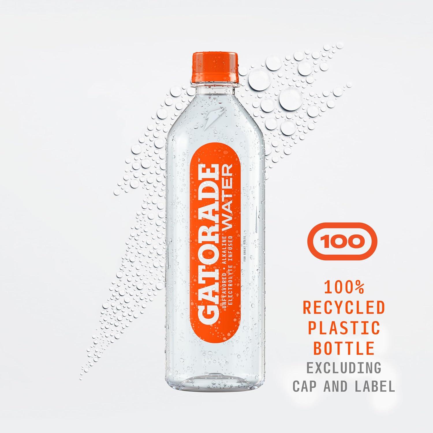 imageGatorade Water Electrolyte Infused for Great Taste Alkaline PH 75 or higher Unflavored 1L Pack of 6Unflavored