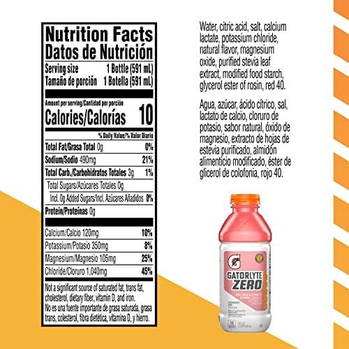 imageGatorlyte Zero Rehydration Electrolyte Drink 3 Flavor Variety Pack Specialized Blend of 5 Electrolytes Zero Sugar No Artificial Sweeteners No Artificial Flavors 20 fl oz Bottles 12 PackStrawberry Kiwi
