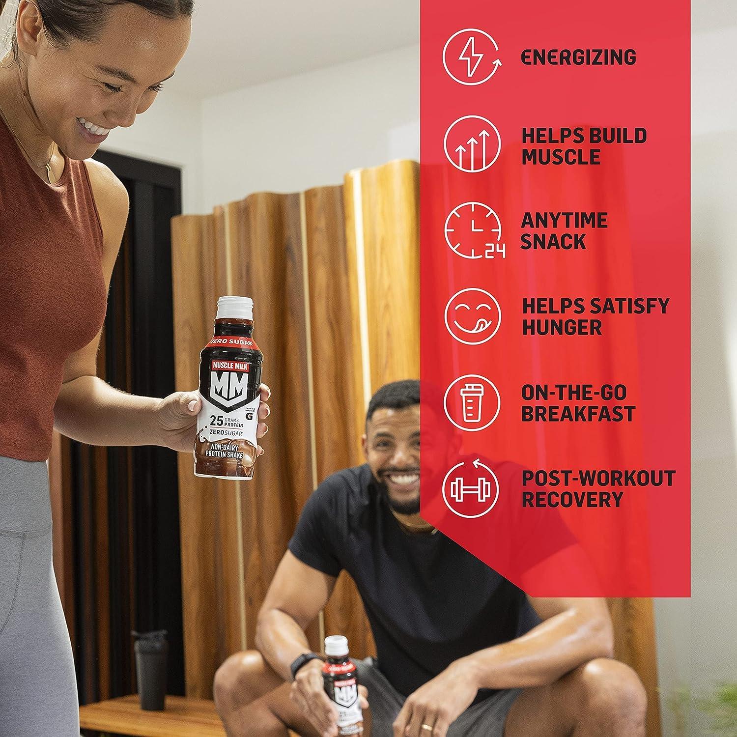 imageMuscle Milk Genuine Shake Strawberry 1116 Fl Oz Bottles Pack of 12Cookies  Cream