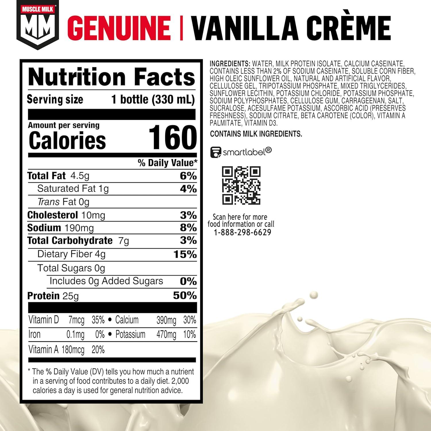 imageMuscle Milk Genuine Shake Strawberry 1116 Fl Oz Bottles Pack of 12Vanilla