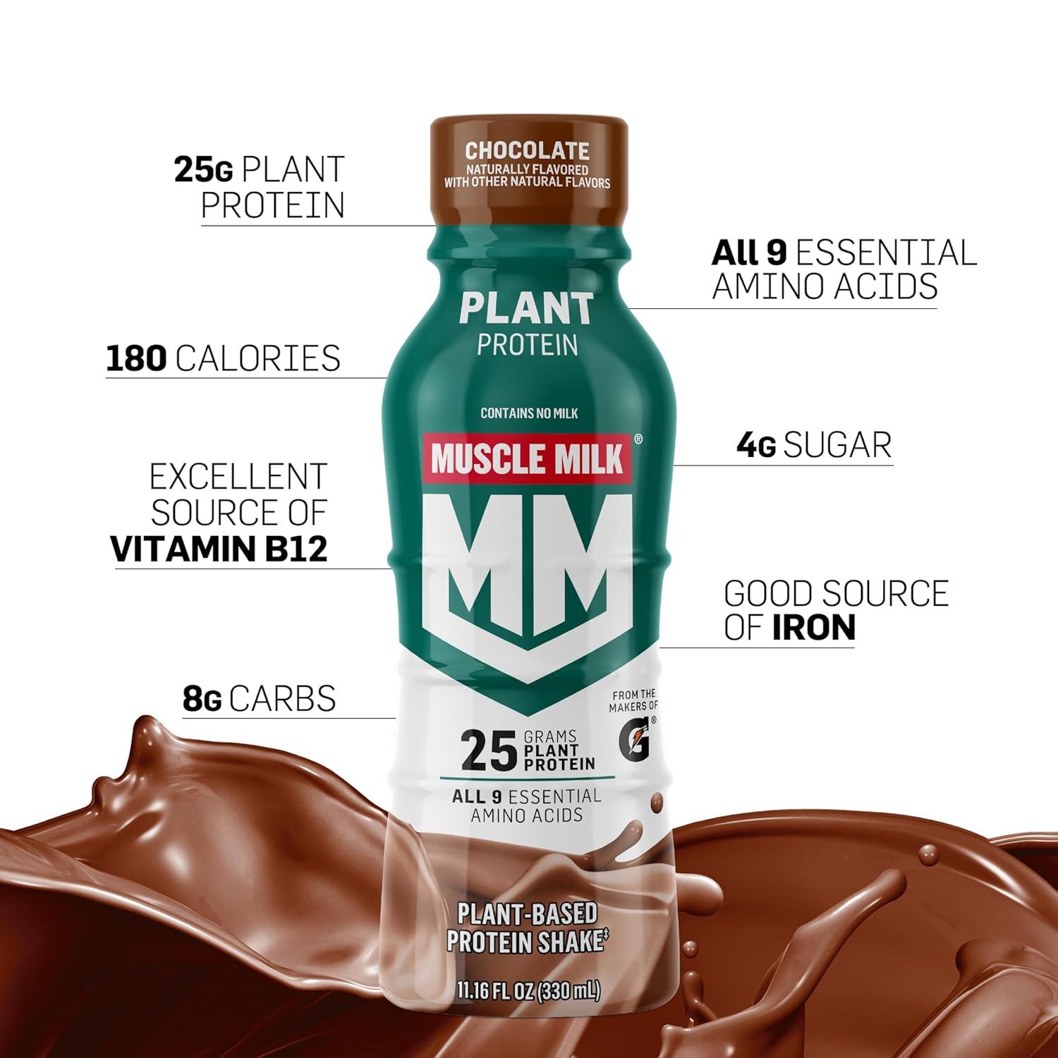 imageMuscle Milk Plant Based Protein Shake Vanilla Caramel 1116 Fl Oz Pack of 12Chocolate