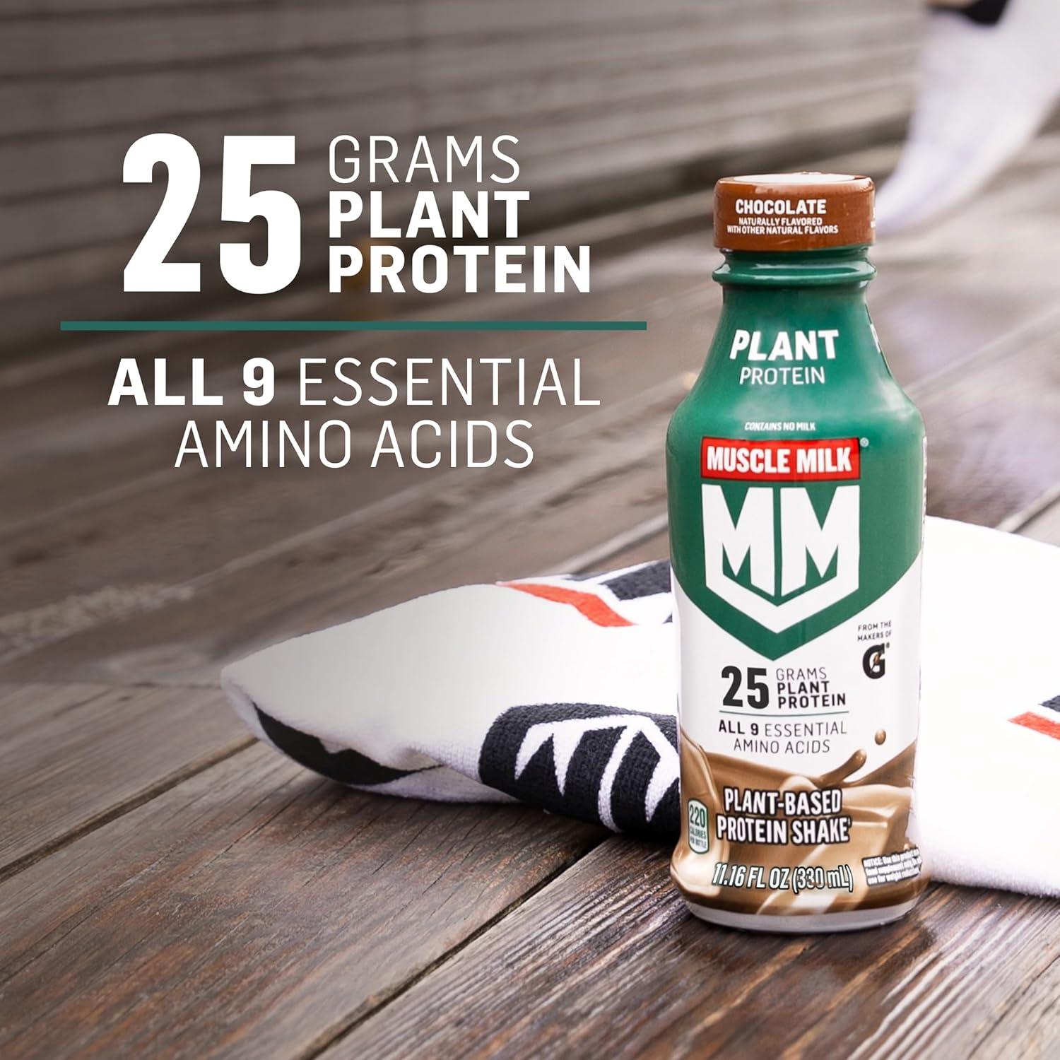 imageMuscle Milk Plant Based Protein Shake Vanilla Caramel 1116 Fl Oz Pack of 12Chocolate