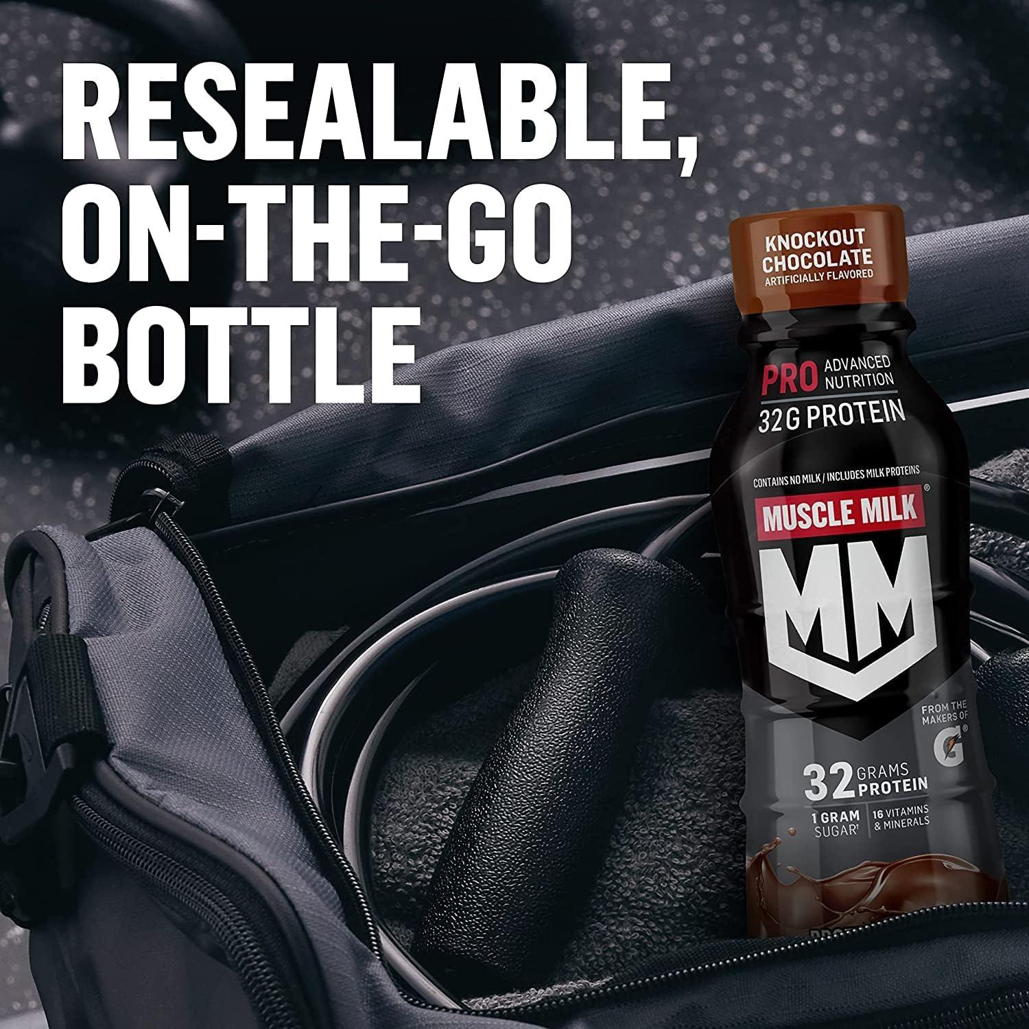 imageMuscle Milk Pro Advanced Nutrition Protein Shake Knockout Chocolate 1116 Fl Oz Pack of 12 32g Protein 1g Sugar 16 Vitamins ampamp Minerals 5g Fiber Workout Recovery Energizing Snack Packaging May VaryVanilla