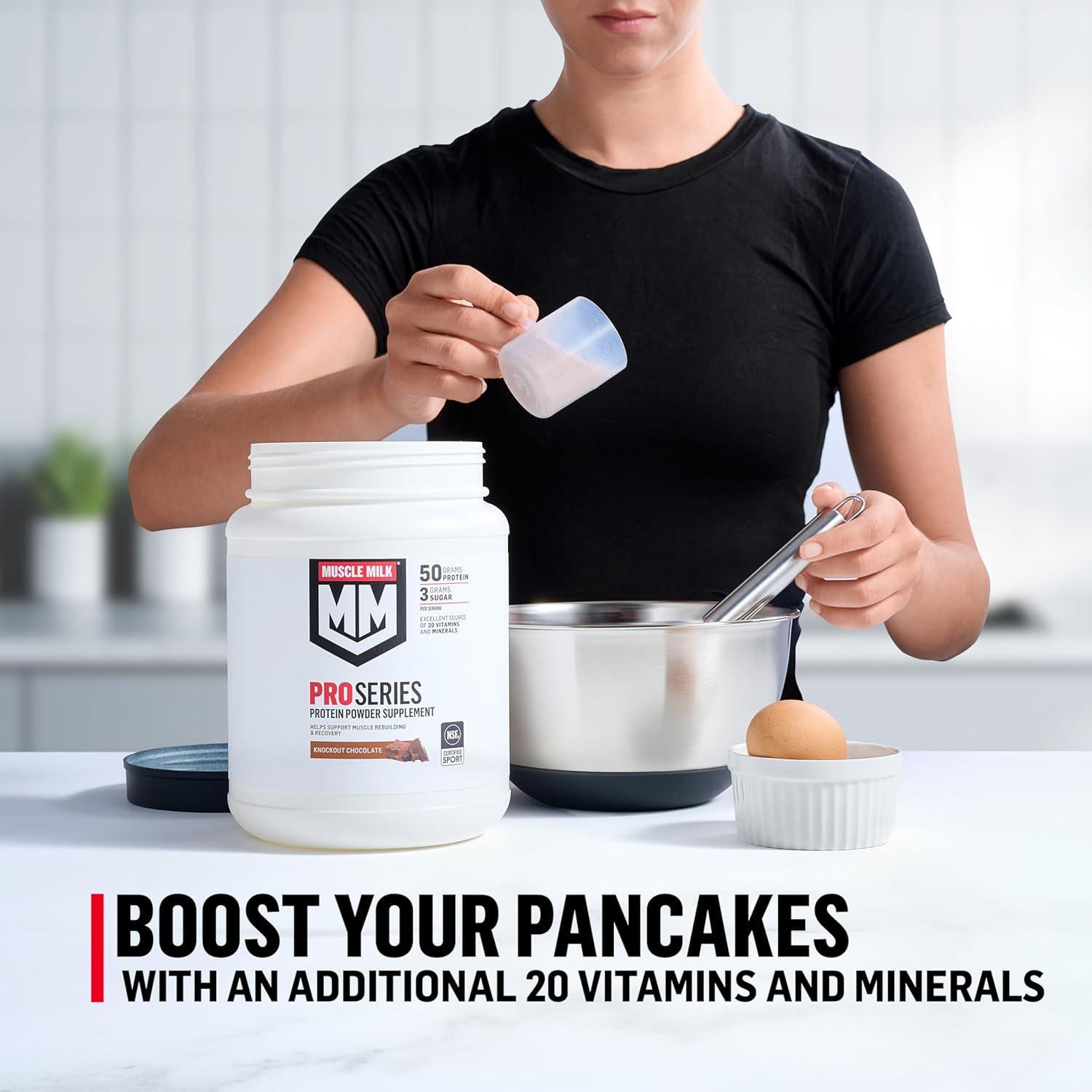 imageMuscle Milk Pro Series Protein Powder Supplement Knockout Chocolate 5 Pound 28 Servings 50g Protein 3g Sugar 20 Vitamins ampamp Minerals NSF Certified for Sport Workout RecoveryChocolate