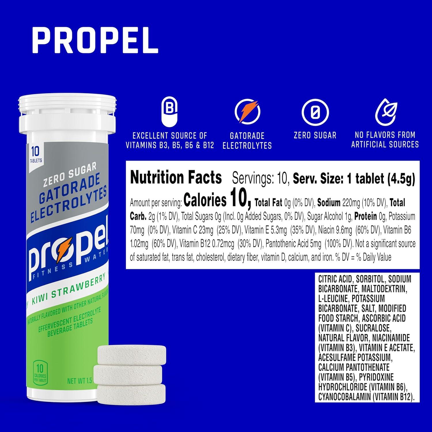 imagePropel Tablets 4 Flavor Variety Pack Makes 169oz Fl Oz 40 countKiwi Strabwerry