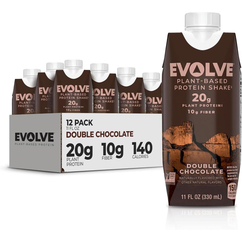 imageEvolve Plant Based Protein Shake Vanilla Bean 20g Vegan Protein Dairy Free No Artificial Sweeteners NonGMO 10g Fiber 11 Fl Oz Pack of 12 Formula May VaryChocolate