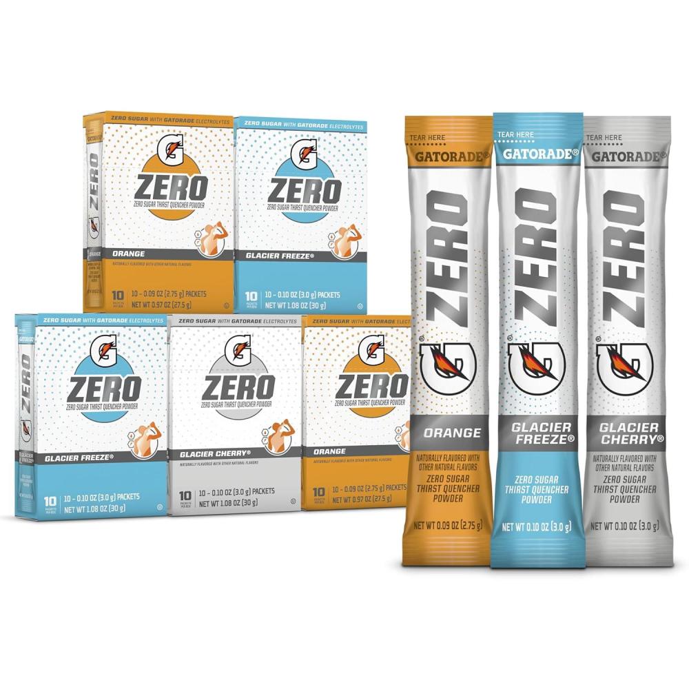 imageGatorade G Zero Powder Glacier Cherry Variety Pack 010oz Individual Packets  10 Count Pack of 5Glacier Cherry Variety