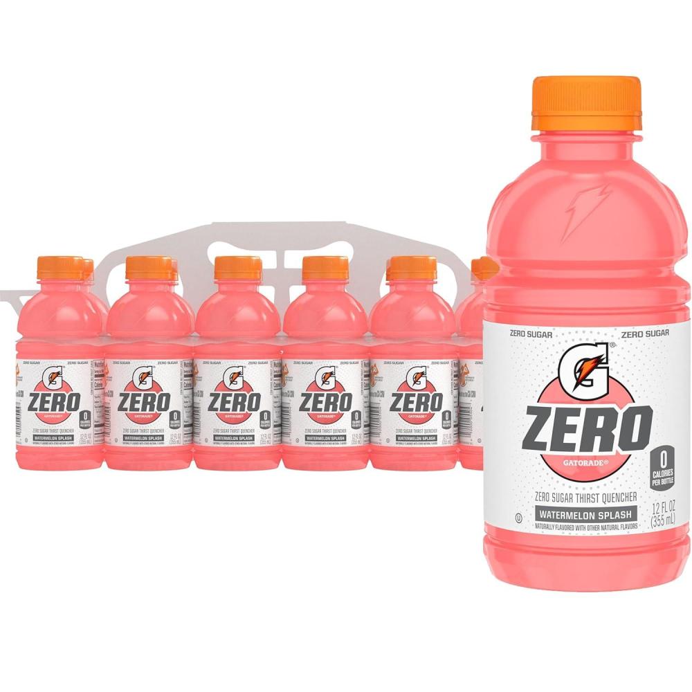 imageGatorade G Zero Sports Drink Lemon Lime 12 Fl Oz Pack of 12Zero Sugar  Watermelon Splash