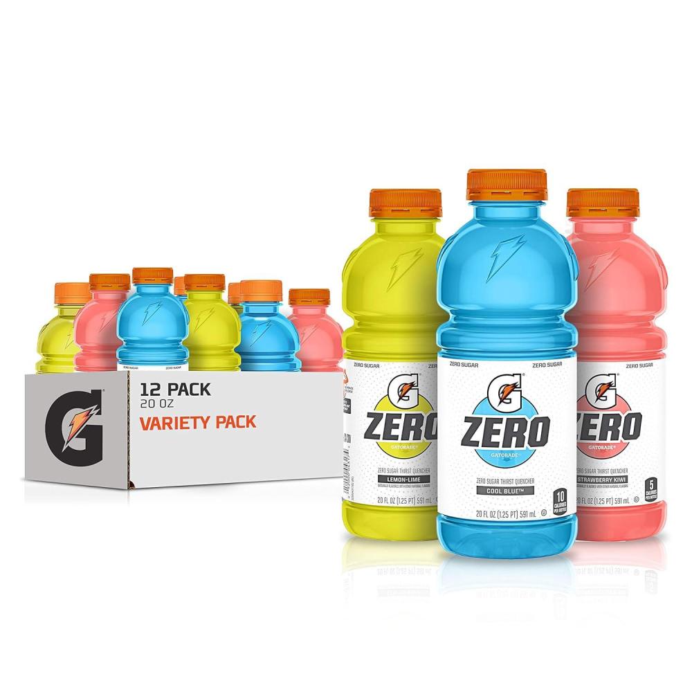 imageGatorade G Zero Thirst Quencher 3 Flavor Variety Pack 20oz Bottles 12 PackZero  Cool Blue Variety Pack