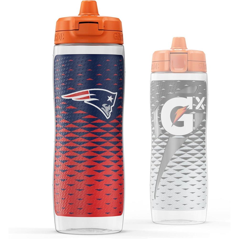 imageGatorade Gx NFL NonSlip Squeeze Bottles 30 fl oz Gx Hydration SystemNew England Patriots