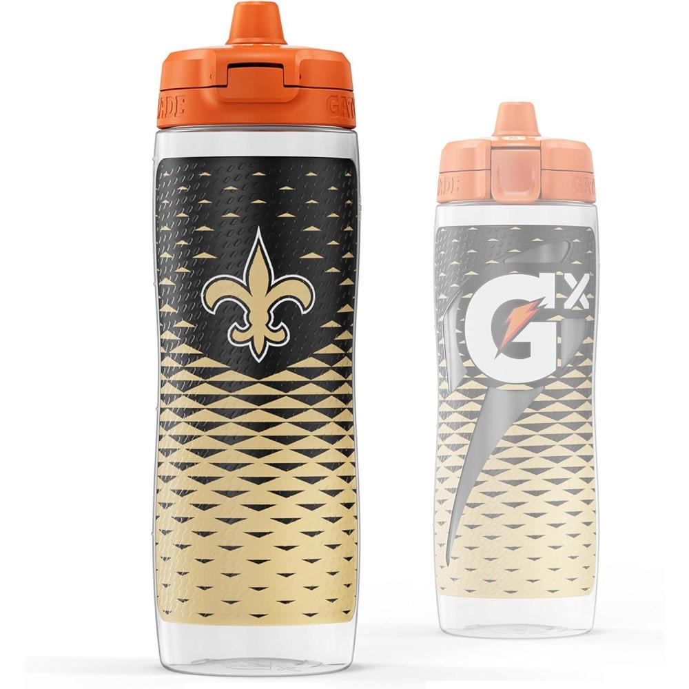 imageGatorade Gx NFL NonSlip Squeeze Bottles 30 fl oz Gx Hydration SystemNew Orleans Saints