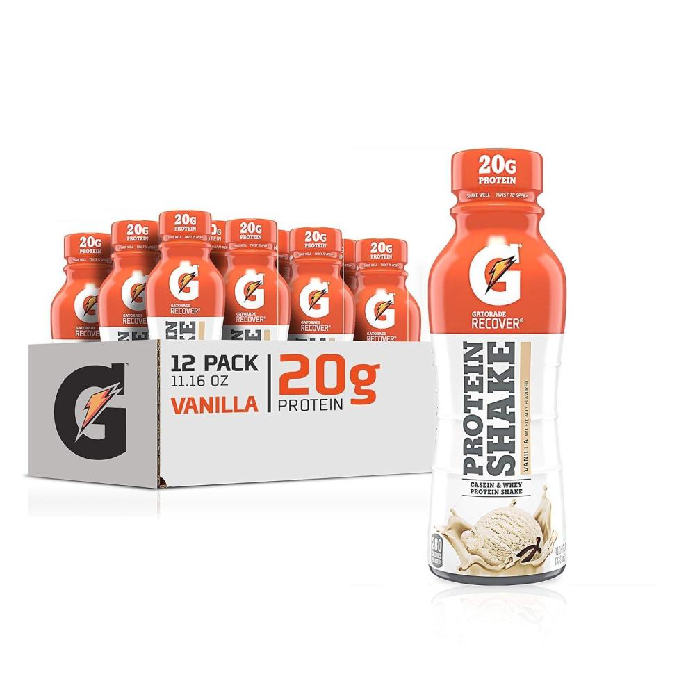 imageGatorade Recover Protein Shake Vanilla 20g Protein 116 fl oz Plastic Bottle Pack of 12Vanilla