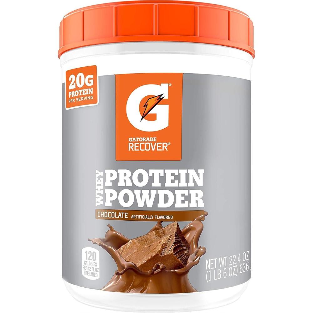 imageGatorade Whey Protein Powder Chocolate 224 Ounce 20 servings per canister 20 grams of protein per servingChocolate
