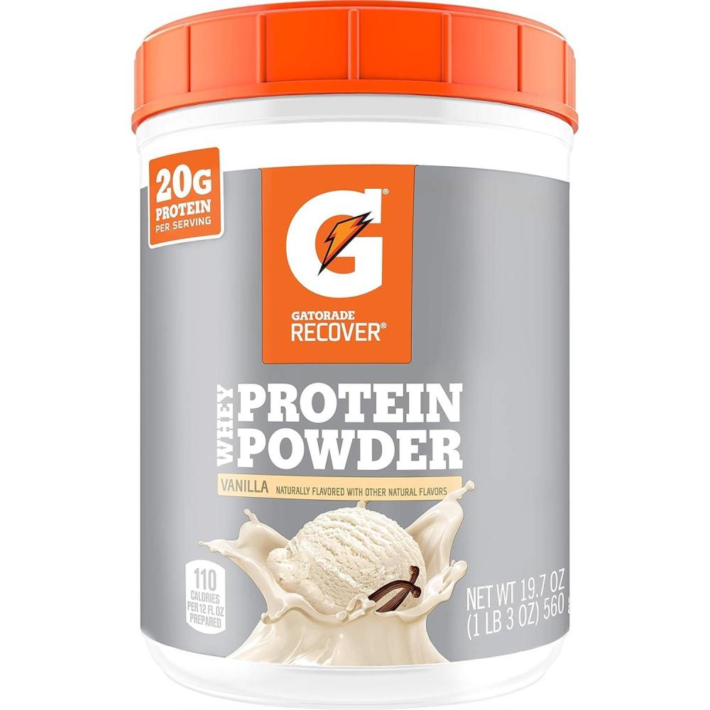 imageGatorade Whey Protein Powder Chocolate 224 Ounce 20 servings per canister 20 grams of protein per servingVanilla
