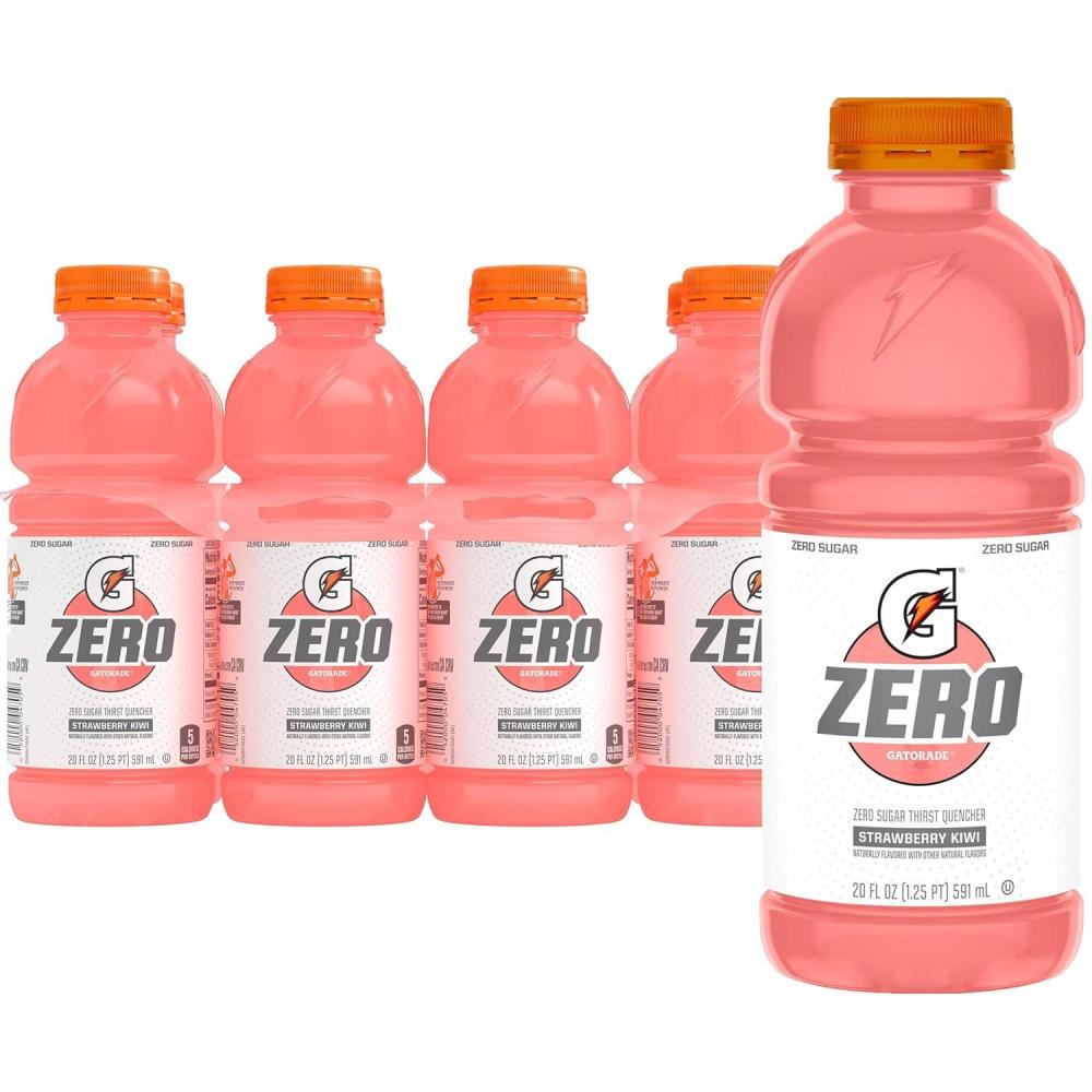 imageGatorade Zero Sugar Thirst Quencher Sports Drinks LemonLime 20 Ounce Bottles Pack of 8Zero Sugar  Strawberry Kiwi