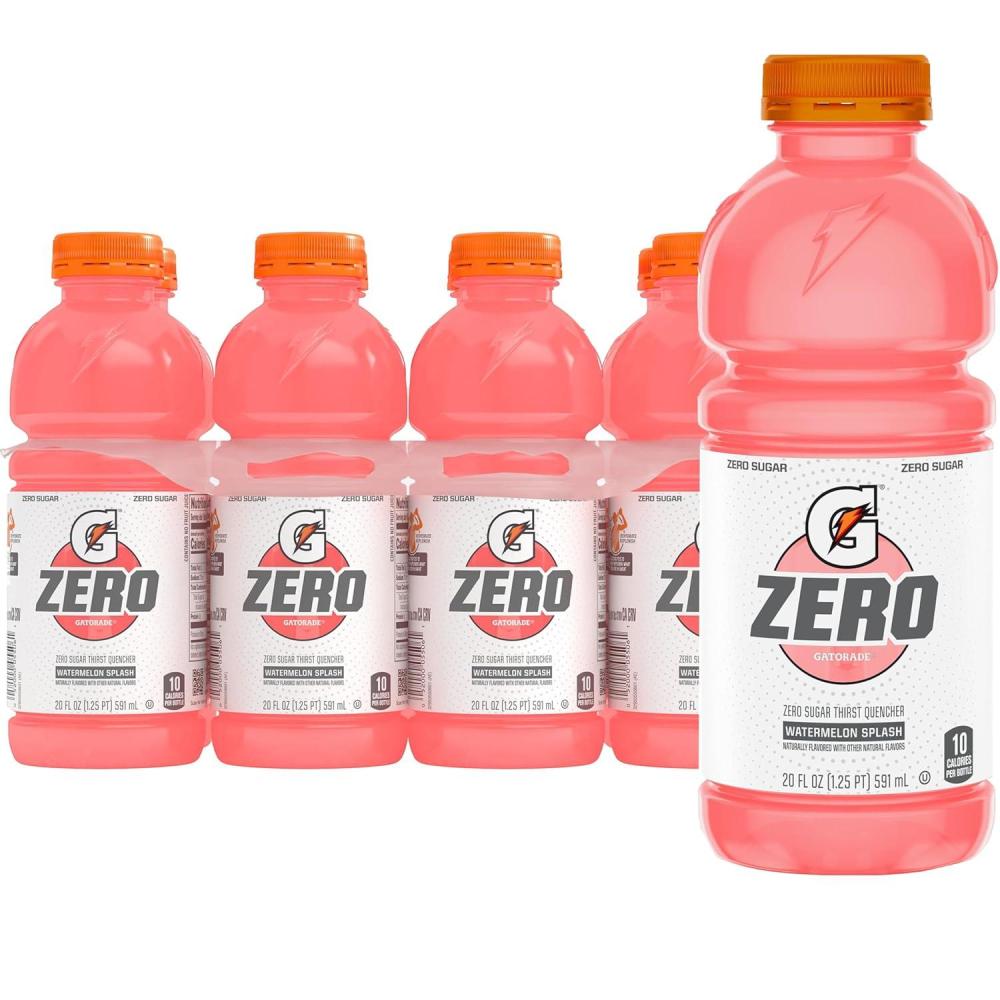 imageGatorade Zero Sugar Thirst Quencher Sports Drinks LemonLime 20 Ounce Bottles Pack of 8Zero Sugar  Watermelon Splash