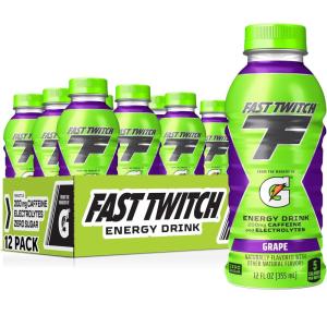 imageFast Twitch Energy Drink from the Makers of Gatorade Grape 12 Fl Oz Pack of 12 Zero Sugar Electrolytes