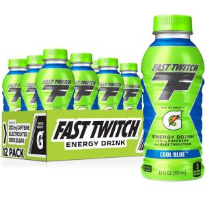 imageFast Twitch Energy drink from Gatorade Strawberry Watermelon 12 Oz BottlesPack of 12 200mg Caffeine Zero Sugar ElectrolytesCool Blue