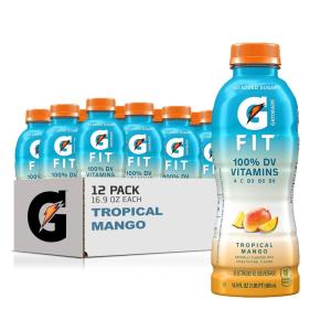imageGatorade Fit Electrolyte Beverage Healthy Real Hydration New 20 4 Flavor Variety Pack 169oz Bottles 12 PackTropical Mango