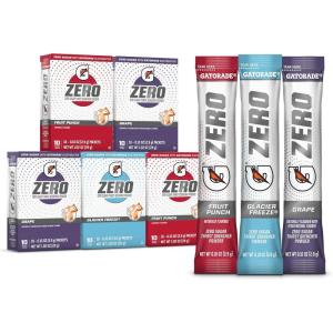 imageGatorade G Zero Powder Glacier Cherry Variety Pack 010oz Individual Packets  10 Count Pack of 5Fruit Punch Variety