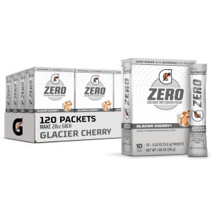 imageGatorade G Zero Sports Drink Mix Powder Packets Glacier Freeze Electrolyte Powder Drink Mix for Hydration Zero Sugar Total 120 PacketsGlacier Cherry