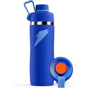 imageGatorade Overtime 32oz Stainless Steel Water Bottle Twist Cap GreyRoyal Blue