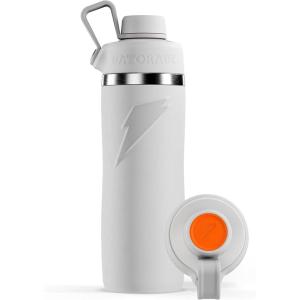 imageGatorade Overtime 32oz Stainless Steel Water Bottle Twist Cap GreyWhite