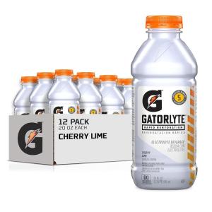 imageGatorlyte Rapid Rehydration Electrolyte Drink Strawberry Kiwi Specialized Blend of 5 Electrolytes Lower Sugar No Artificial Sweeteners No Artificial Flavors 20 fl oz Bottles 12 PackCherry Lime