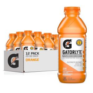 imageGatorlyte Rapid Rehydration Electrolyte Drink Strawberry Kiwi Specialized Blend of 5 Electrolytes Lower Sugar No Artificial Sweeteners No Artificial Flavors 20 fl oz Bottles 12 PackOrange