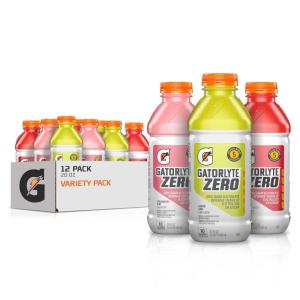 imageGatorlyte Zero Rehydration Electrolyte Drink 3 Flavor Variety Pack Specialized Blend of 5 Electrolytes Zero Sugar No Artificial Sweeteners No Artificial Flavors 20 fl oz Bottles 12 PackZero Variety Pack