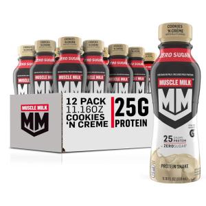 imageMuscle Milk Genuine Shake Strawberry 1116 Fl Oz Bottles Pack of 12Cookies  Cream